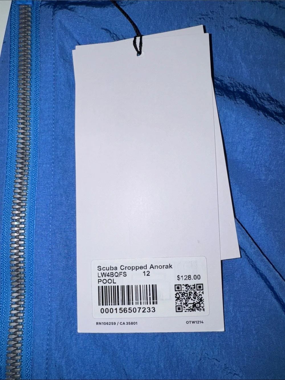Lululemon Scuba Cropped Hooded Anorak Jacket - Size 12 in Pool Party